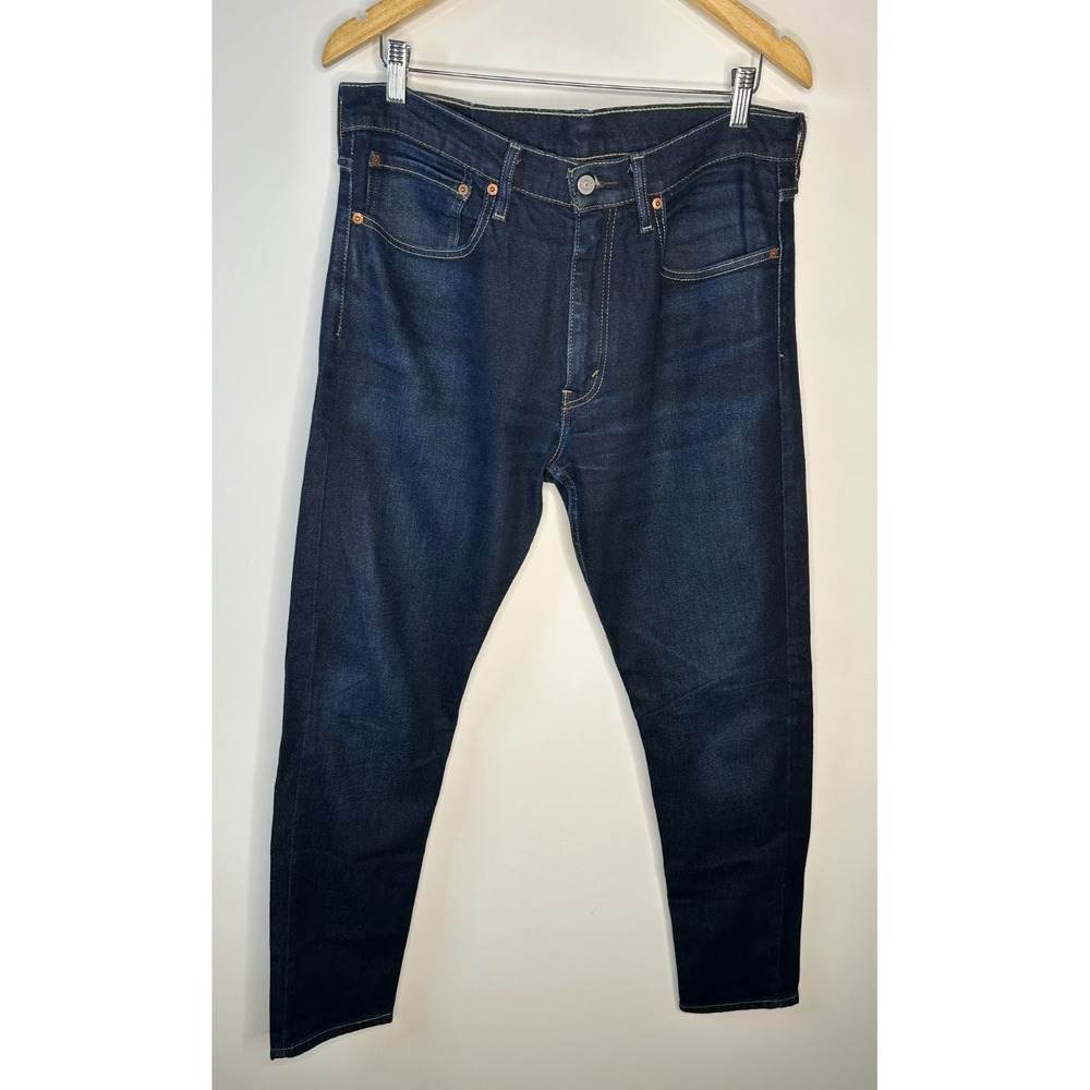 Levi's 512 Slim Taper Fit Jeans Dark Wash Blue Denim Men's Size 34 x 34 5 Pocket - Picture 3 of 16